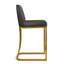 Dakori 24'' Upholstered Grey Counter Stool with Gold Metal Frame& Faux Leather Padded Full Back 