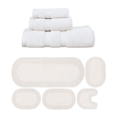 Brunk Collection 100% Soft Cotton 3 Pc Towel Set & 5 Pc Bath Rug Set, (Set of 8)