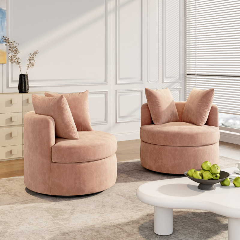 Upholstered Swivel Chair Set Of 2, Argile italienne