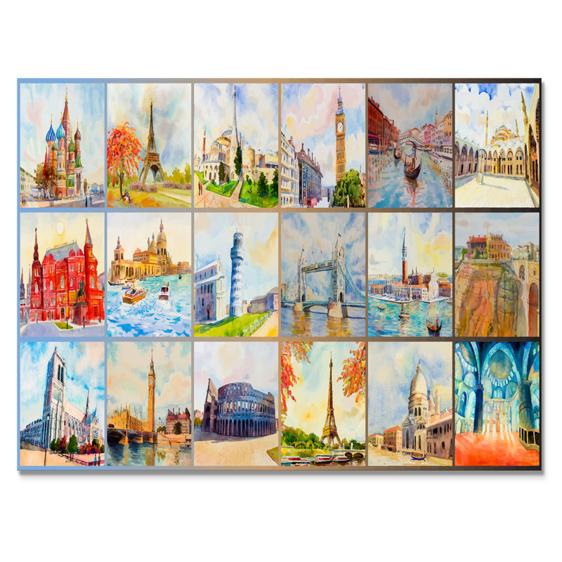 «World Travel Famous Monument III», reproduction sur toile flottante, H 8 po x l 12 po x P 1 po, Toile tendue