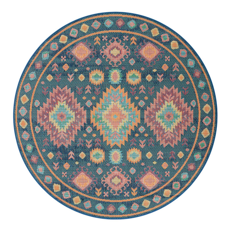 Tapis d'intérieur / extérieur en polypropylène tissé à la machine Gralf, Rond 6 pi 1 po