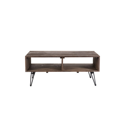 Reclaimed Wood Cocktail Table With Open Storage For Living Room, Foldable, Metal Legs, Vintage Sparkle, Black/Natural Finish Room Storage, Sumptuousness,