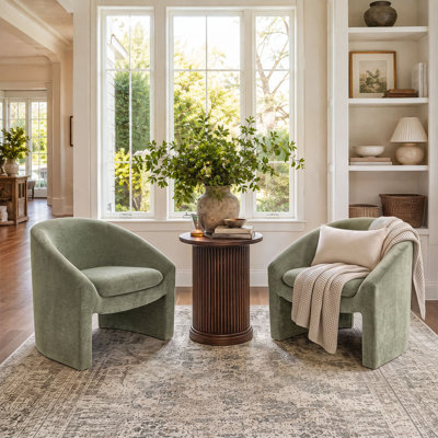 22.5" Seat Wide Chenille Accent Chairs