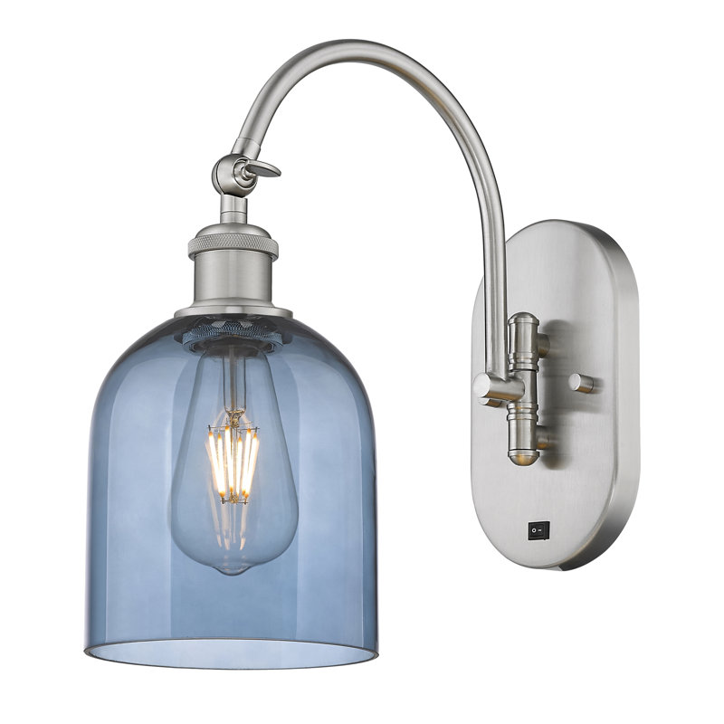 Odaniel Steel Armed Sconce, Princess Blue, Brushed Satin Nickel