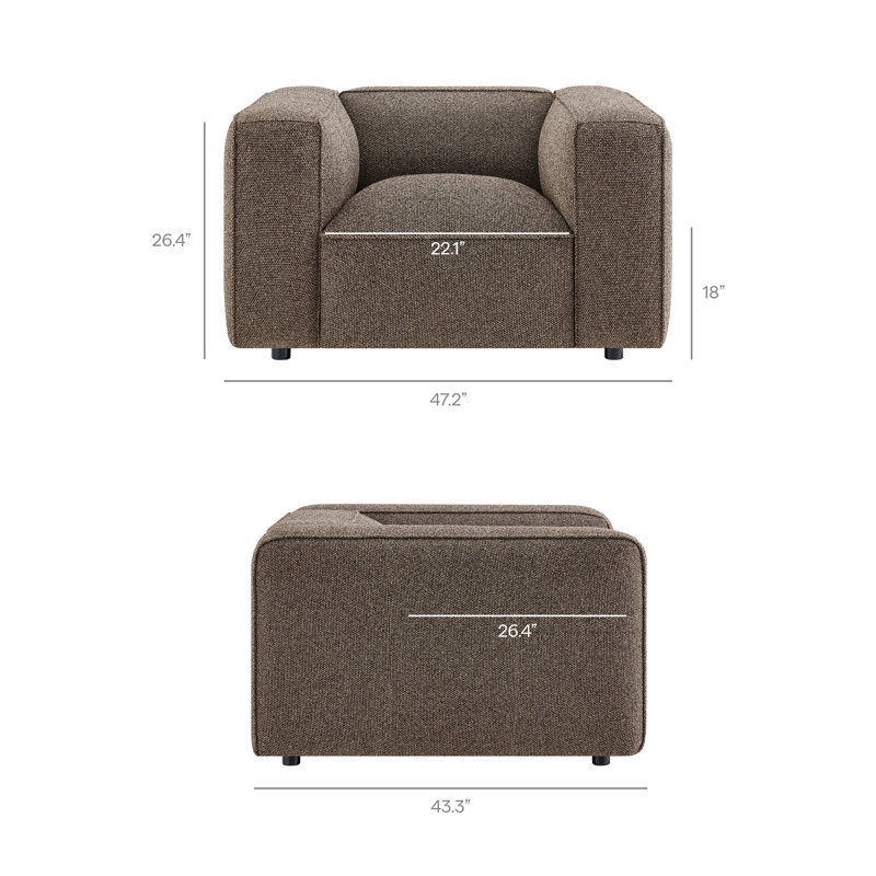 Chaise d'appoint Taren Lattice Bouclé, Terre
