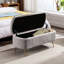 Banc gris rembourré en fausse fourrure pour le salon avec rangement et espaces dorés-132996020