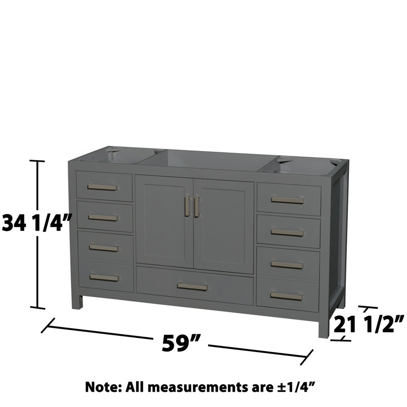 Sheffield 60" Single Bathroom Vanity Base Only, Dark Gray
