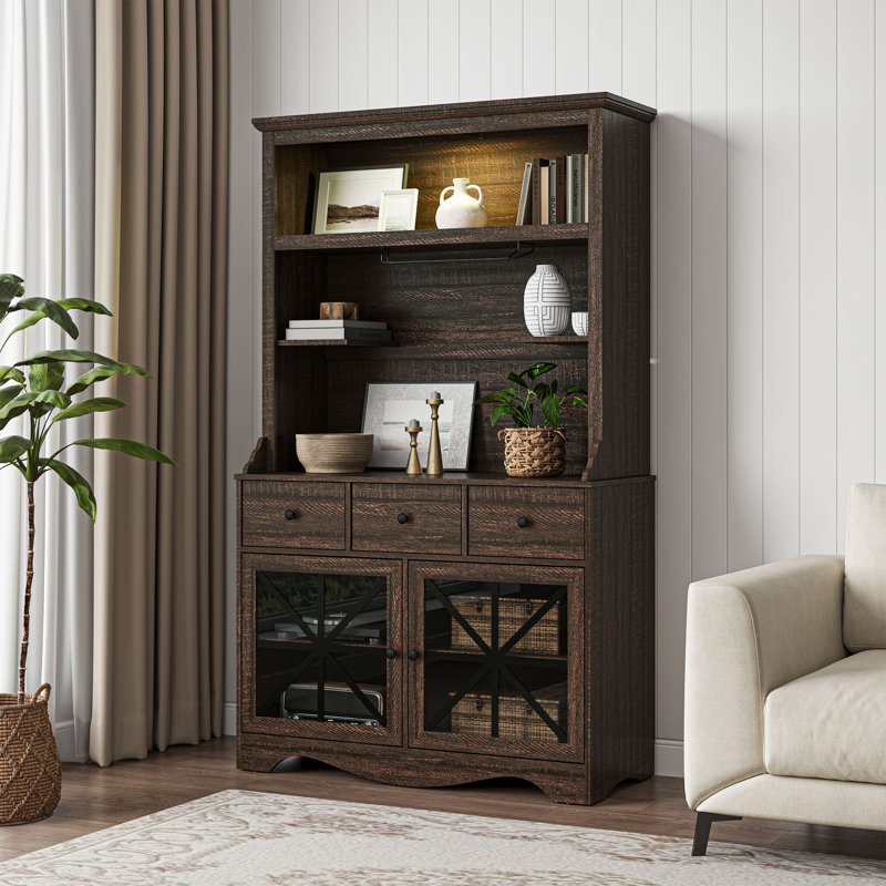 Grande armoire à DEL 71 po avec rehausse et support à vin Visconti