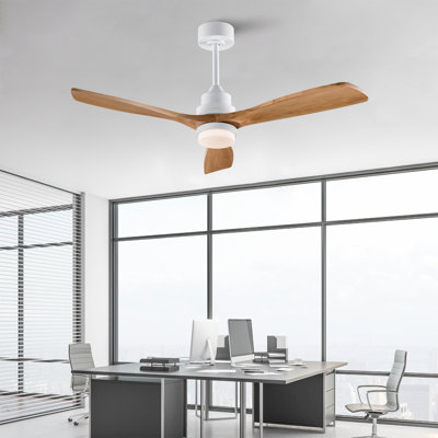 Ventilateur de plafond moderne avec moteur à courant continu réversible à télécommande à 3 pales à intensité variable 3 couleurs
