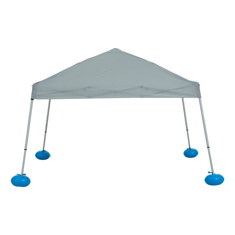 10x10 FT Floating Pool Canopy Pop Up Gazebo with Wicker Floating Pool Tray, Water Tent, Steel & Aluminum Frame, PVC Floats, Hand Pump & Carry Bag for Lake Beach Pool