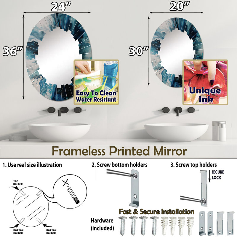 Miroir mural Teal, 30 po x 20 po