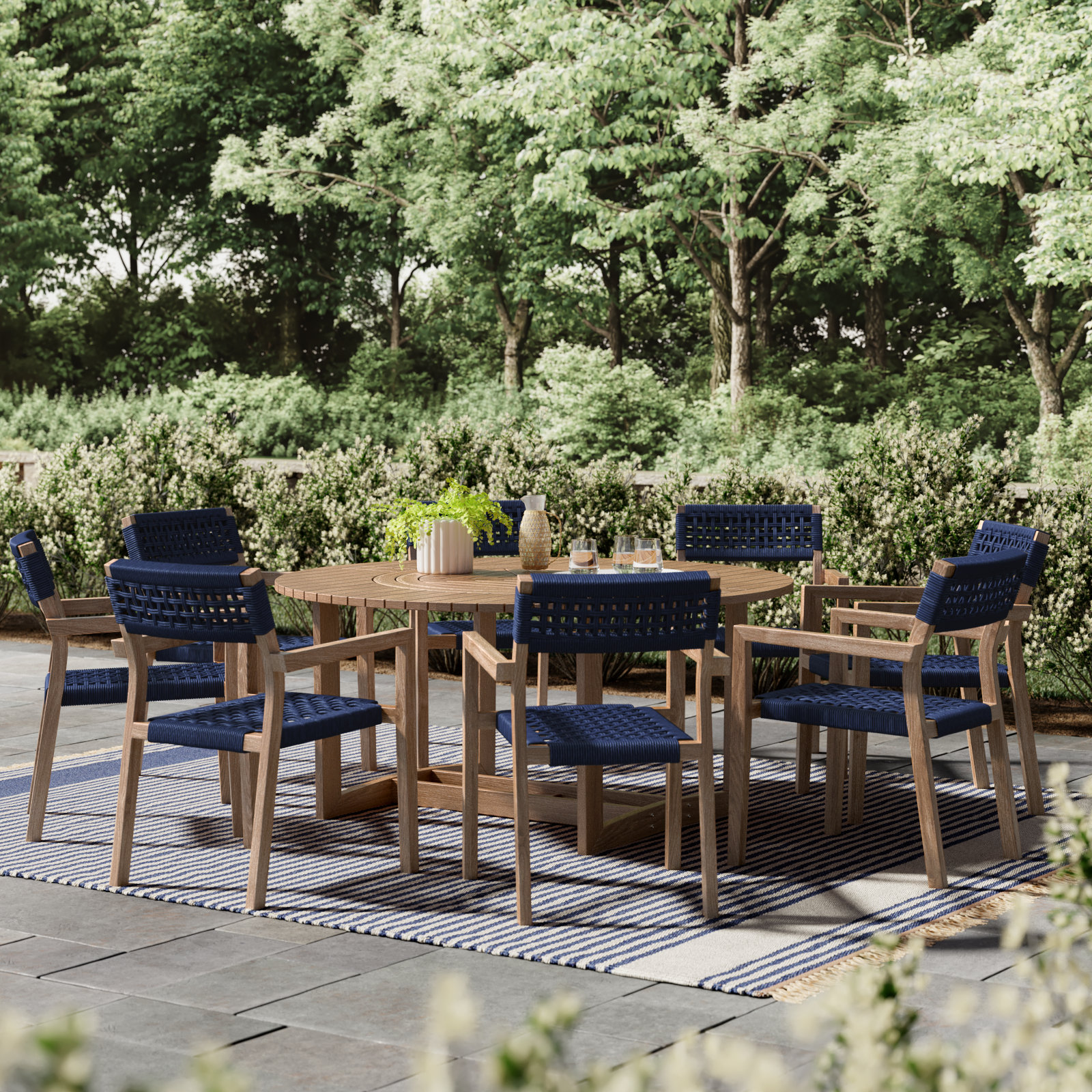 Fleur Round 8 - Person 63" Long Dining Set