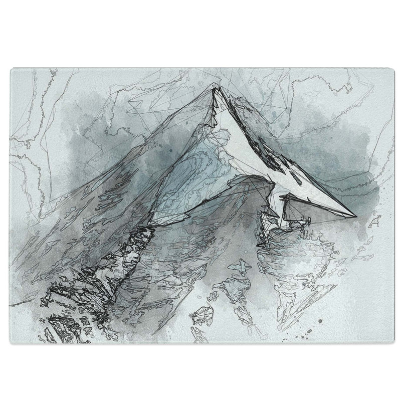 Tempered Glass Snow Covered Mountain in India Chopping Board, 39 cm W x 28.5 cm L