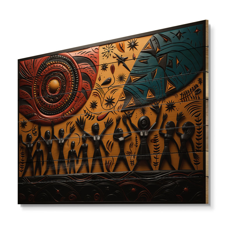 Milisav African Tribal Rhythms IX sur impression sur bois, H 10 po x l 20 po x P 0,78 po