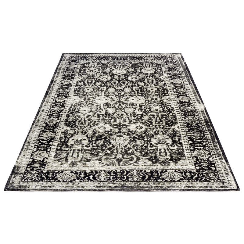 Catania Black Rug, Rectangular 80 x 165cm