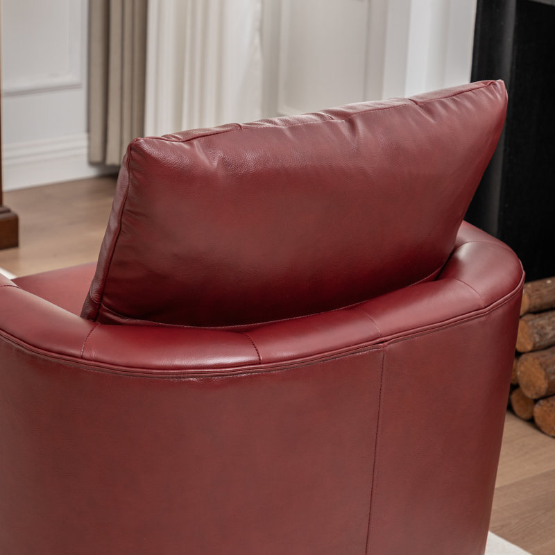 Fauteuil pivotant en cuir véritable Azib, Bourgogne