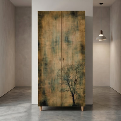 Stylish Wardrobe with Multiple Shelves, Sonoma Oak Finish, 35.4 x 75.6 x 20.5 inches | 100% Melamine Coated Particle Board, 0.7-inch Thickness | Includes Hornbeam Legs & Metal/Rope Handles, UV Coating, Wall-Mountable Design