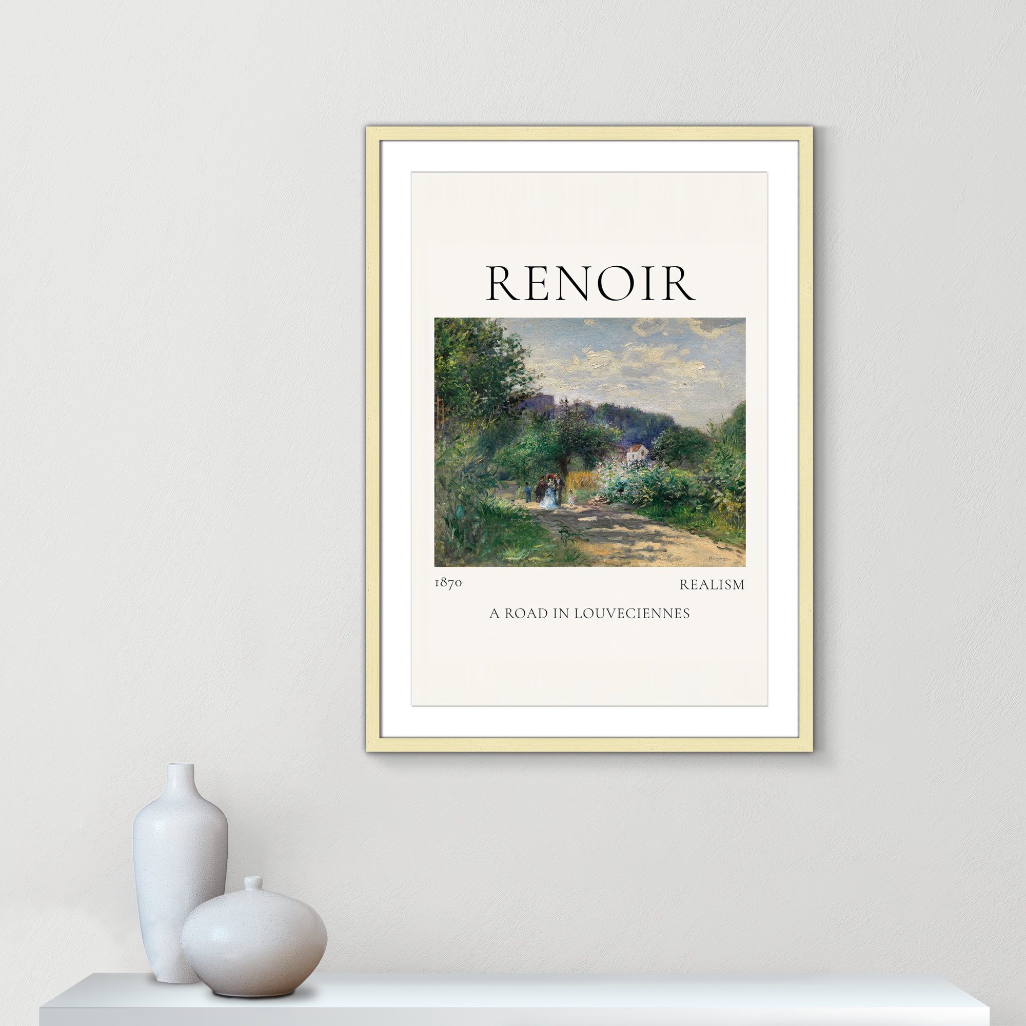 Old Masters Collection " A Road In Louveciennes " by Auguste Renoir, Gold Single Picture Frame, 35.5" H x 25.5" W x 1.25" D