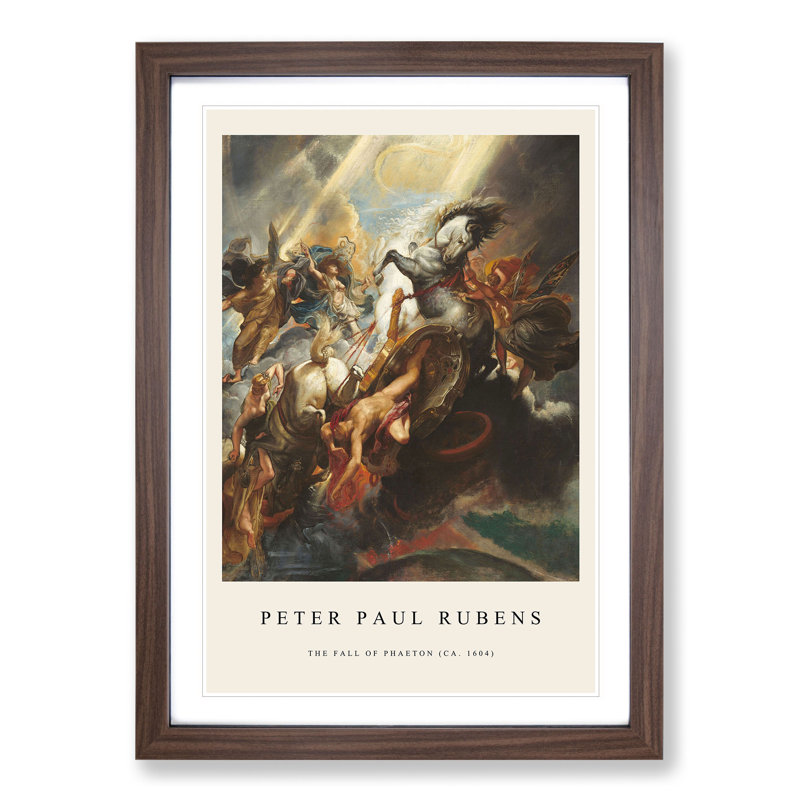 The Fall of Phaeton by Peter Paul Rubens - Picture Frame Painting, Walnut Framed, 36cm H x 27cm W x 2cm D