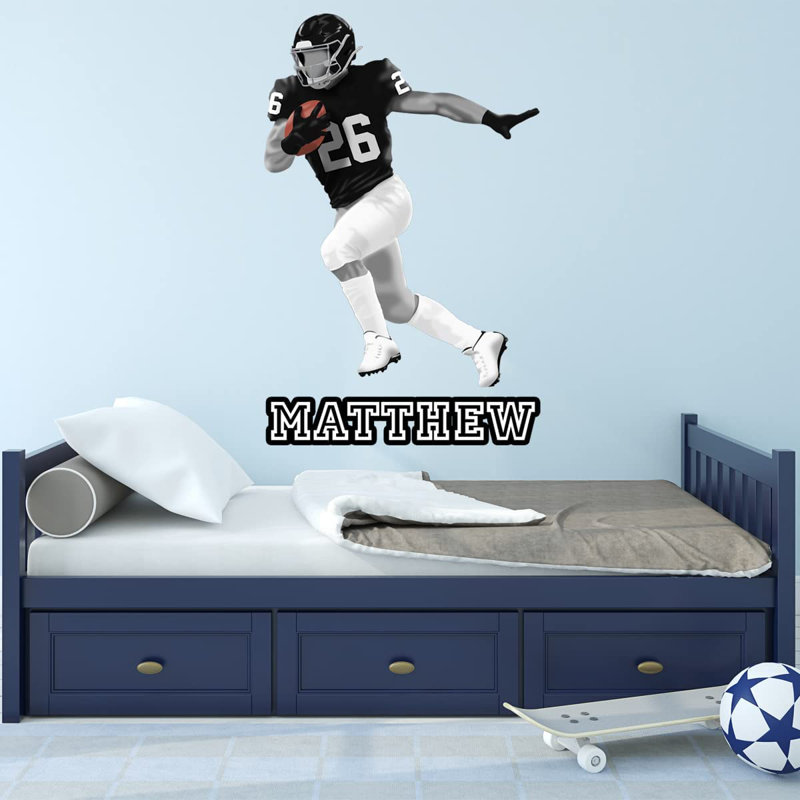Adhésif décoratif footballeur, Noir, H 21 po x l 13 po, Oui