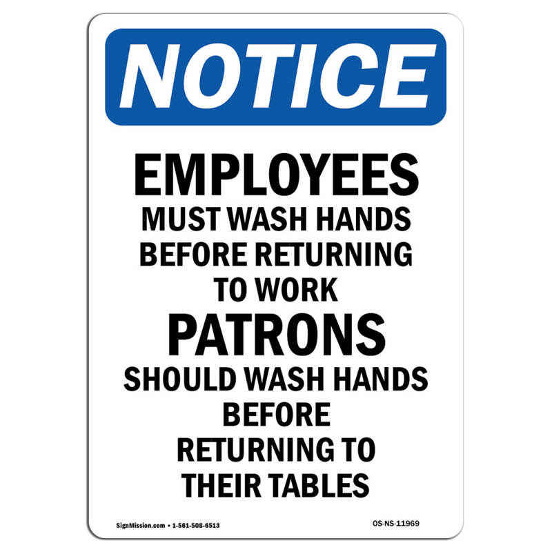 Employees Must Wash Hands Before Sign