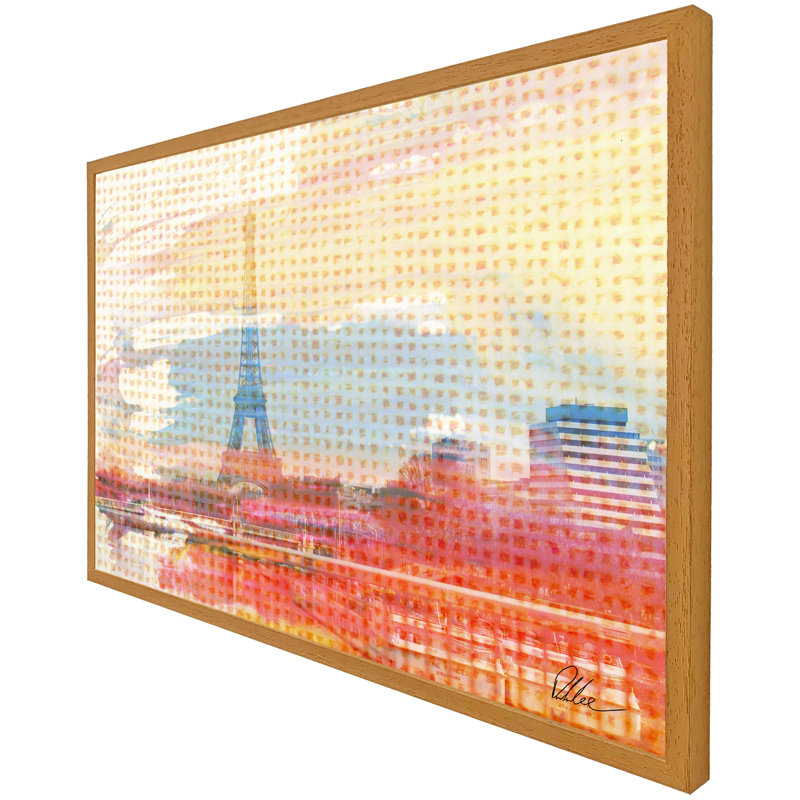 Hessian Paris Single Picture Frame Wall Art, 31cm H x 41cm W x 4cm D, Oak