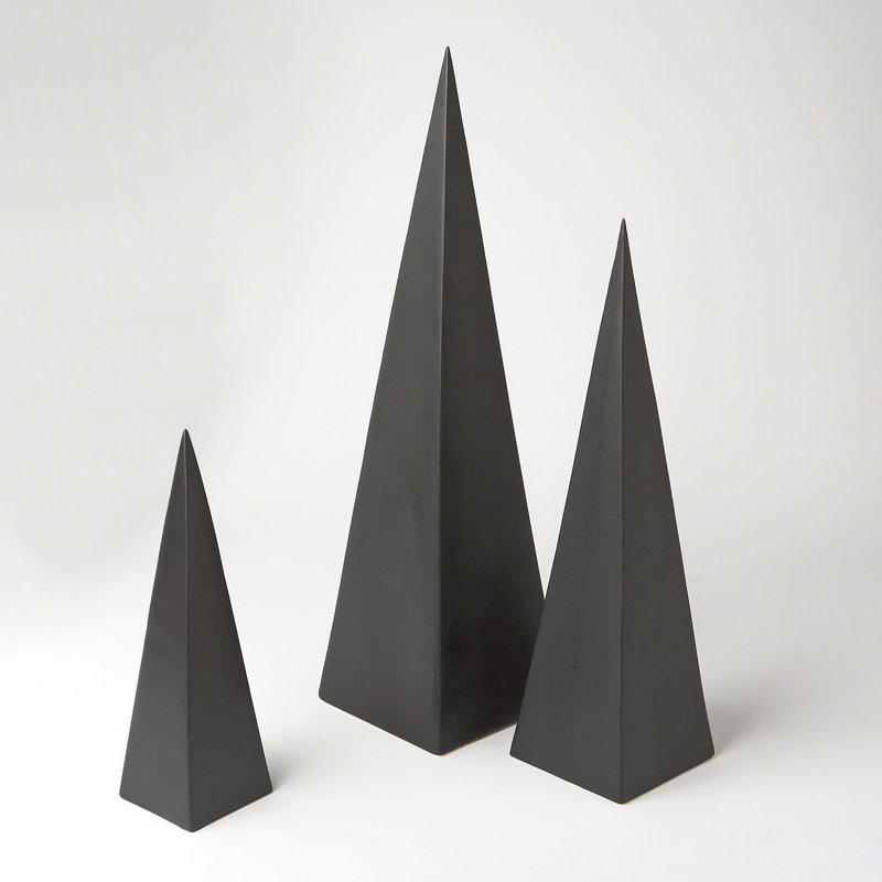 Pyramid Object 3 Piece Sculpture Set, Black