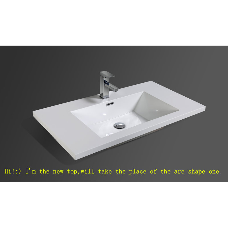 Berroa 35.2'' Single Bathroom Vanity with Plastic Top, Dary Grey Oak