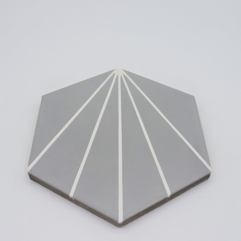 Menara 8" x 9" Cement Patterned Wall & Floor Tile, Gray/White