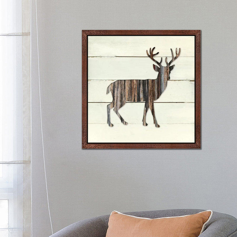 Woodland Deer 1 Piece Floater Frame Wall Art on Canvas, 93.98 cm H x 93.98 cm W, Brown