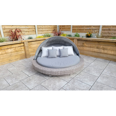 Bernyce 230cm Wide Curved Wicker Patio Daybed with Cushions