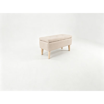 32" Wide Storage Ottoman Bench with Built-in Tray, Square Storage Ottoman for Extra Storage, Upholstered Footrest and End of Bed Bench, Perfect for Li