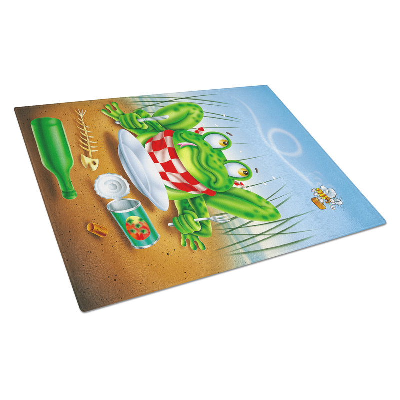 Tempered Glass Frog Happy Plate Cutting Board