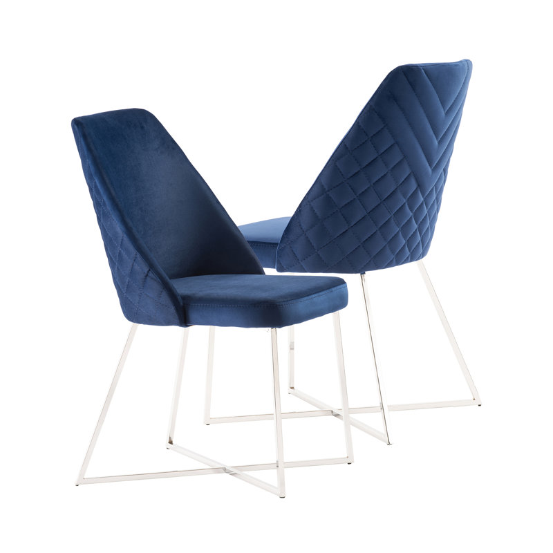 Saana 49cm H Velvet Upholstered Side Chair, Blue