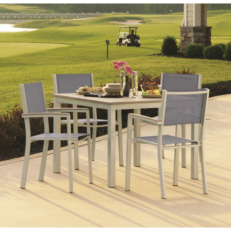Travira Outdoor Square Dining Table, Tekwood Vintage, Carbon