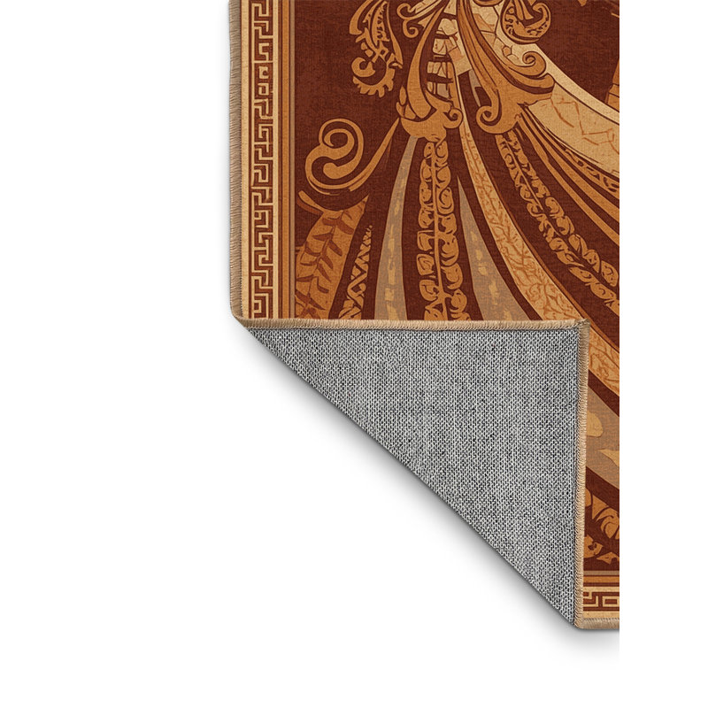 Tapis oriental traditionnel lavable à la machine à roulettes Parlin - brun clair, 2 pi x 3 pi