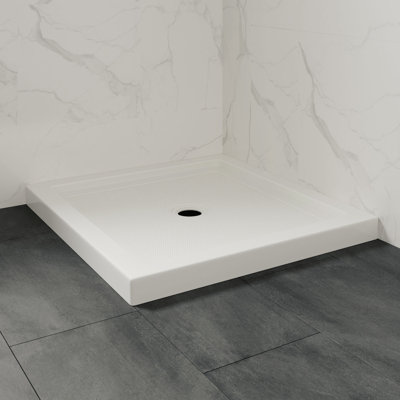 OVE Decors 38 po X P 36 po D Base de douche carrée, bonde centrale, acrylique blanc, conception réversible
