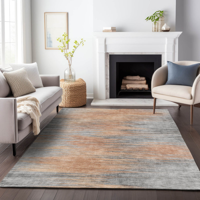 Mahaney Washable Abstract Indoor / Outdoor Rug, Rectangle 9' x 12'