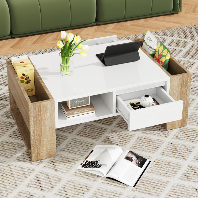 Table basse avec rangement, Blanc