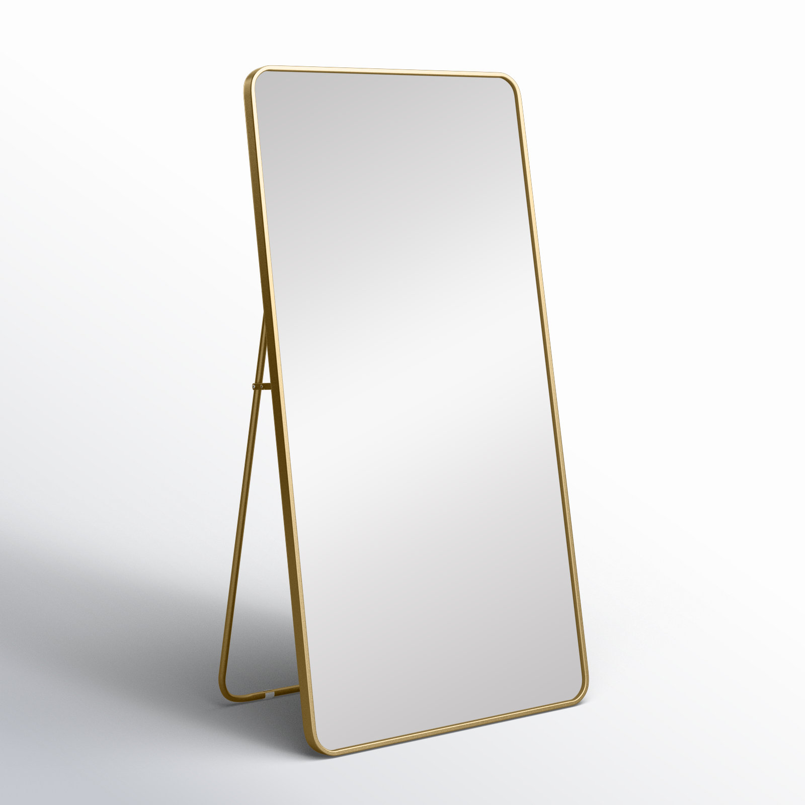 Sabine Metal Rounded Rectangle Floor Mirror, 60" x 30", Brass
