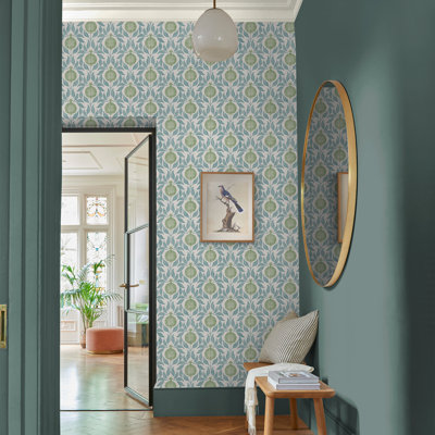 Graham & Brown Apple of Grenada Sky Blue & Green Wallpaper