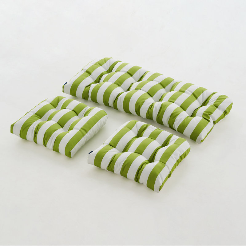 Ensemble de 3 coussins d'extérieur à causeuse, Vert rayé