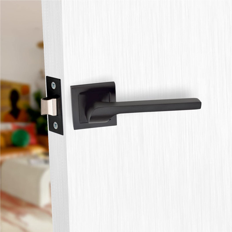  Sigma Design Bathroom Door Handles Set on Square Rose in Matt Black Finish