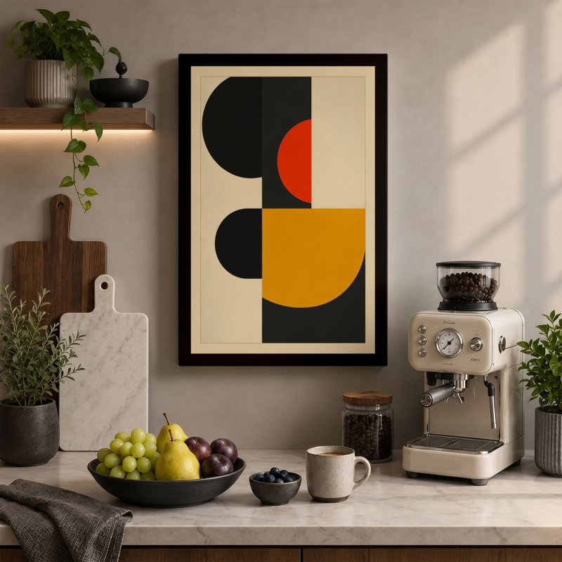 Composition Geometric - Wrapped Canvas, 24x16 - 61.0 x 40.6 cm, Terracotta Border