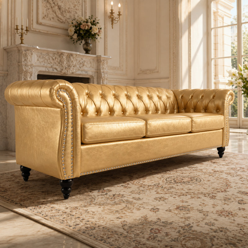 Canapé Chesterfield 3 places 84,65 po Aurelia, Gold