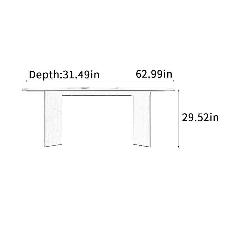Table de salle à manger Ash, H 29,52 po x L 62,99 po x l 31,49 po