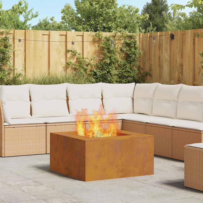 Outdoor Fire Pit, 40cm H x 80cm W x 80cm D, Brown