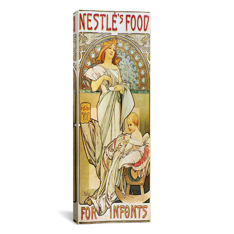 "nourriture pour nourrissons 1898" par alphonse mucha, impression sur toile tendue glissez, H 36 po x l 12 po x P 1,5 po