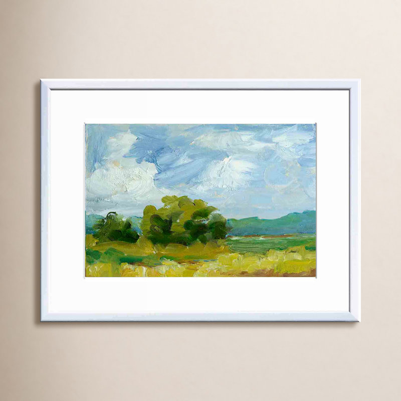 Field Field Study I par Ethan Harper - peinture encadrée, Blanc, H 20 po x l 20 po