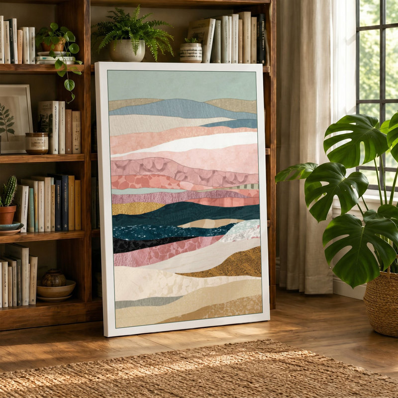 Layered Horizons Minimalist - Wrapped Canvas, 36x24 - 91.4 x 61.0 cm, Terracotta Border
